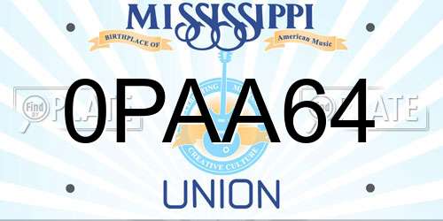 0PAA64 Mississippi License Plate