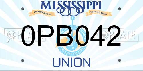 0PB042 Mississippi License Plate