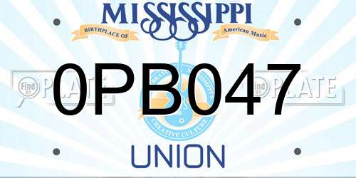 0PB047 Mississippi License Plate