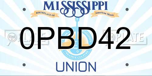 0PBD42 Mississippi License Plate