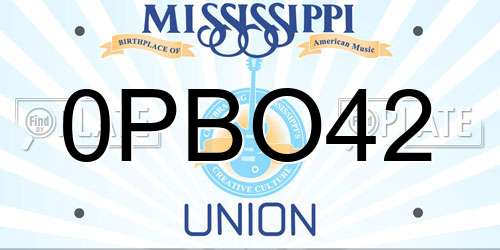 0PBO42 Mississippi License Plate