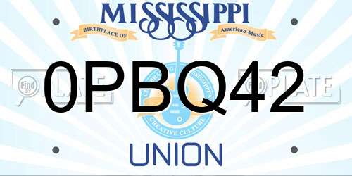 0PBQ42 Mississippi License Plate