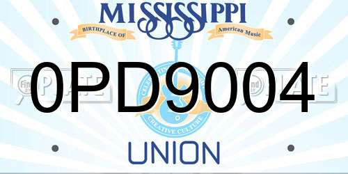 0PD9004 Mississippi License Plate