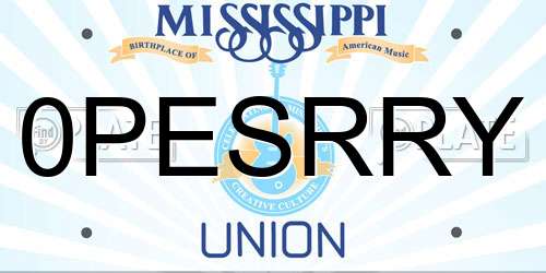 0PESRRY Mississippi License Plate