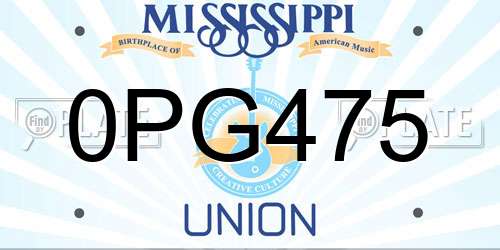 0PG475 Mississippi License Plate