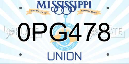 0PG478 Mississippi License Plate