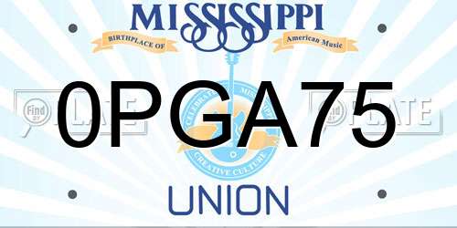0PGA75 Mississippi License Plate