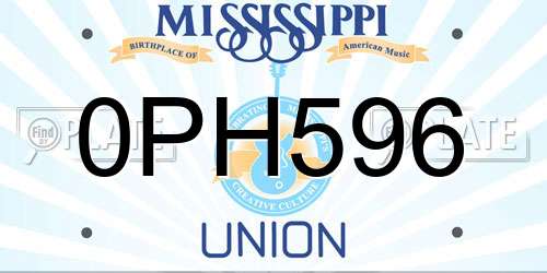 0PH596 Mississippi License Plate