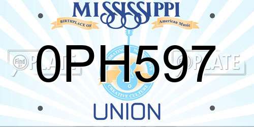 0PH597 Mississippi License Plate