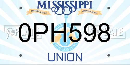0PH598 Mississippi License Plate