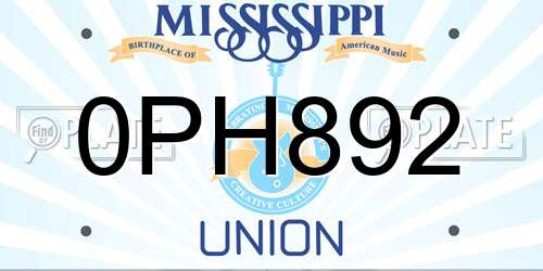 0PH892 Mississippi License Plate