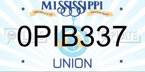 0PIB337 Mississippi License Plate