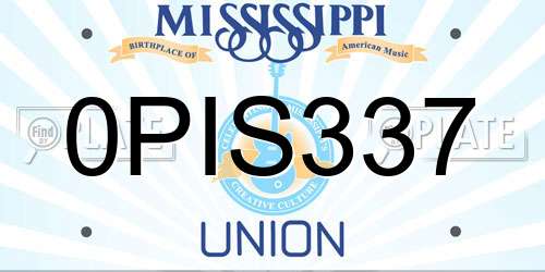 0PIS337 Mississippi License Plate
