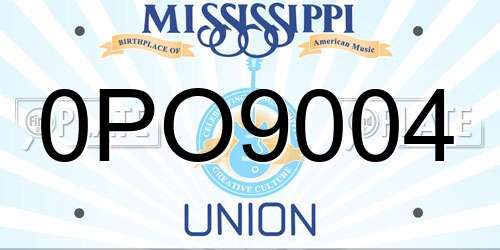 0PO9004 Mississippi License Plate