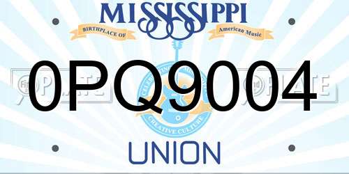 0PQ9004 Mississippi License Plate