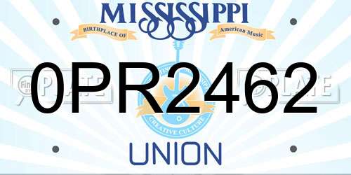0PR2462 Mississippi License Plate