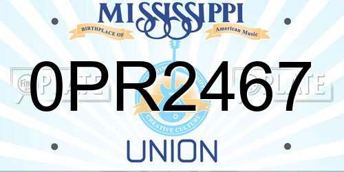 0PR2467 Mississippi License Plate