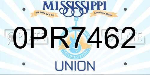 0PR7462 Mississippi License Plate