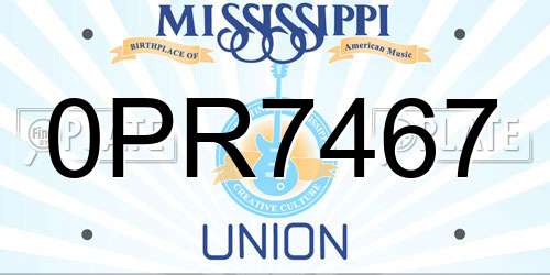 0PR7467 Mississippi License Plate