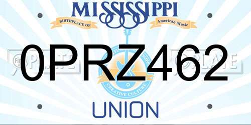 0PRZ462 Mississippi License Plate