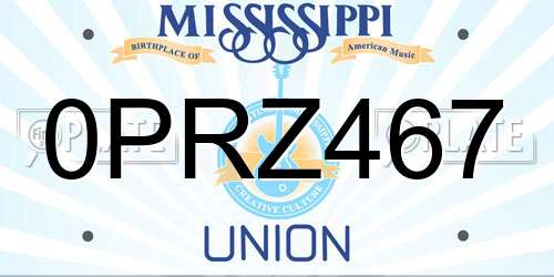 0PRZ467 Mississippi License Plate