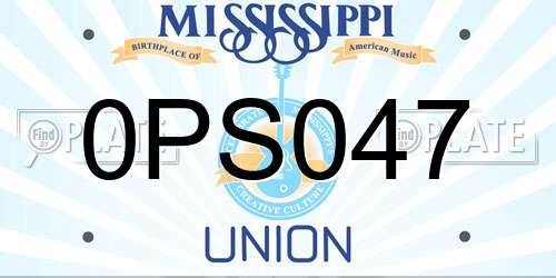 0PS047 Mississippi License Plate