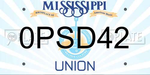 0PSD42 Mississippi License Plate