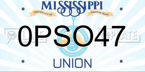 0PSO47 Mississippi License Plate