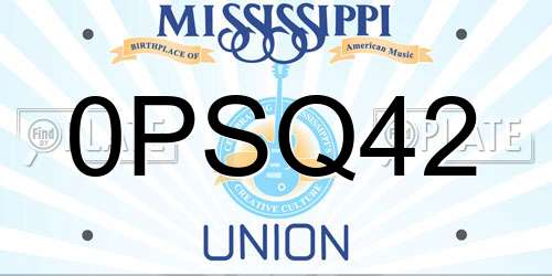 0PSQ42 Mississippi License Plate