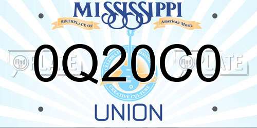 0Q20C0 Mississippi License Plate