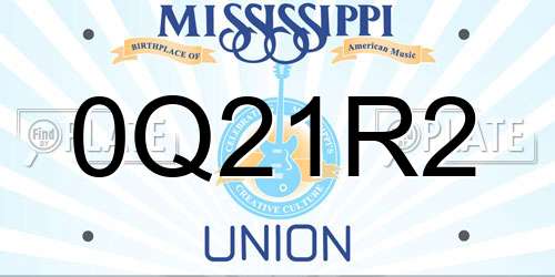 0Q21R2 Mississippi License Plate