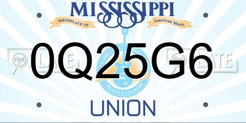 0Q25G6 Mississippi License Plate