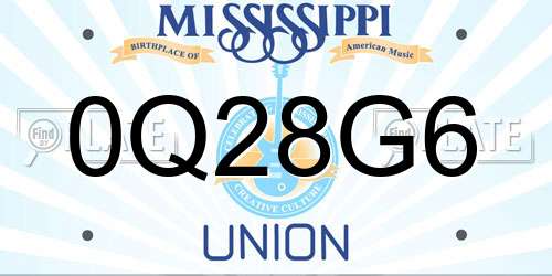 0Q28G6 Mississippi License Plate