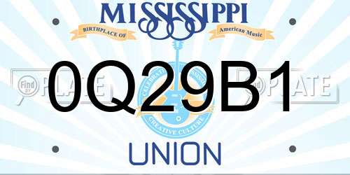 0Q29B1 Mississippi License Plate