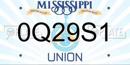 0Q29S1 Mississippi License Plate
