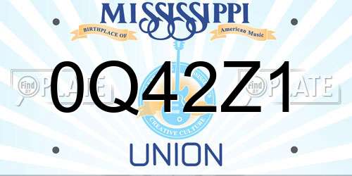 0Q42Z1 Mississippi License Plate