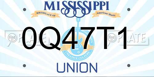 0Q47T1 Mississippi License Plate