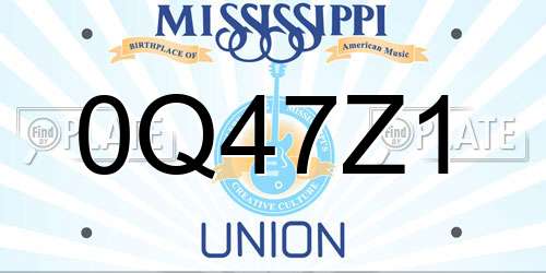 0Q47Z1 Mississippi License Plate