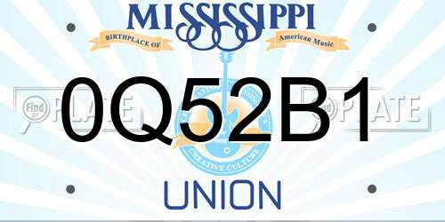 0Q52B1 Mississippi License Plate