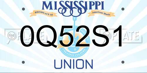 0Q52S1 Mississippi License Plate