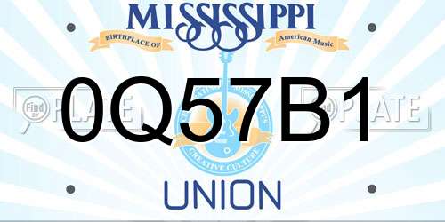 0Q57B1 Mississippi License Plate