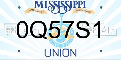 0Q57S1 Mississippi License Plate