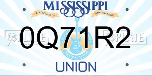 0Q71R2 Mississippi License Plate