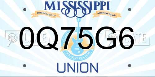 0Q75G6 Mississippi License Plate