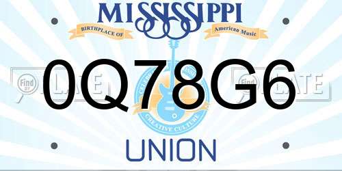 0Q78G6 Mississippi License Plate