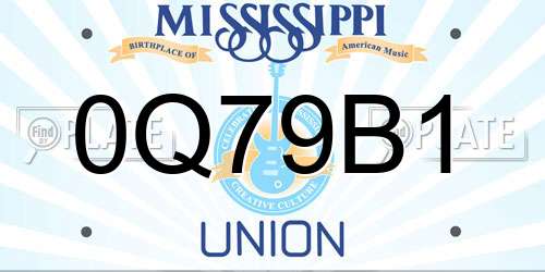 0Q79B1 Mississippi License Plate