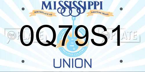 0Q79S1 Mississippi License Plate