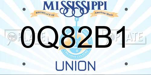 0Q82B1 Mississippi License Plate