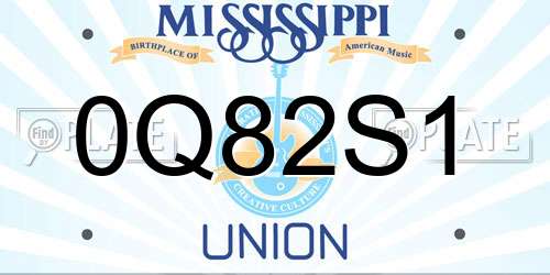0Q82S1 Mississippi License Plate