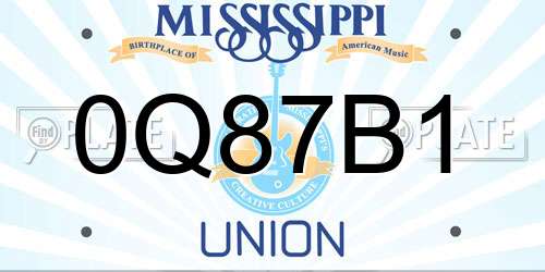 0Q87B1 Mississippi License Plate